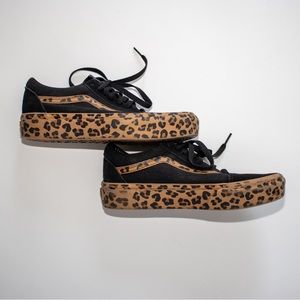 Platform Vans black and leopard